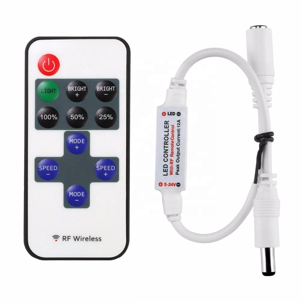 Dc 5-24V Mini Rf Wireless Led Afstandsbediening Led Dimmer Controller Voor Single Color Light Strip