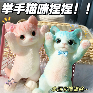 New TPR Realistic Cute Pet <b>Cat</b> Squeeze Music Toy, Soft Rubber Fat <b>Cat</b> Stress Relief <b>Squishy</b> - Product Image 2