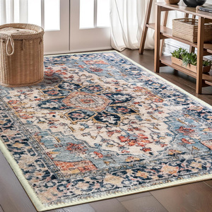 Türk Retro Bohemian etnik tarzı halı, kolay bakım makinesi yıkanabilir kaymaz alan kilim oturma odası için - Product Image 1