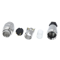 Connecteur circulaire mâle droit blindé M16 à 3 broches, étanche IP67, avec contacts en laiton plaqué or, à souder, 7A
