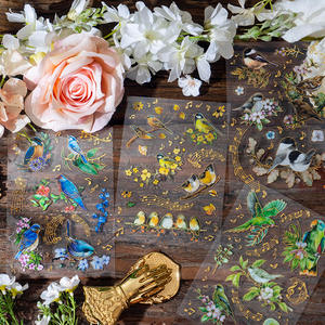 Papel plano para mascotas, serie Zhibird, estilo nacional, flor de bronce, cuaderno Pasteup, 6 modelos, 2 uds. Por paquete - Product Image 2