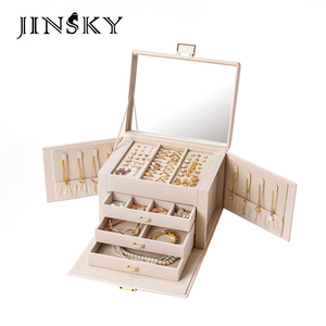 Luxury Large Capacity Jewelry <b>Box</b> with <b>Mirror</b> – Storage Case for Necklace, Ring, Bracelet & Beads, Organizer Chest - Product Image 1