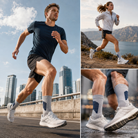 Chaussettes de course Marathon en coton Coolmax tricotées anti-ampoules avec soutien de la voûte plantaire, échantillon gratuit, lettres personnalisables