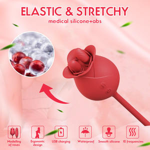 Mainan seks dewasa kepala ganda getar mawar Petting klitoris payudara vagina untuk wanita dengan steker Anal - Product Image 2