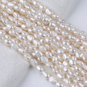 Cadena de Perlas Barrocas Blancas de Agua Dulce Naturales de Zhuji, 6-7 mm, Dos Caras, Orificio Recto Ligero, Accesorios de Bricolaje, Perlas Sueltas - Product Image 3