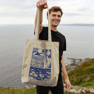 Sac d'épicerie réutilisable - Toile de coton biologique - Écologique - Beige, Grands sacs fourre-tout pour étudiants - Product Image 1