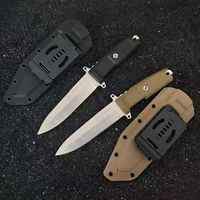Couteau tactique à lame pleine longueur, style Hard-Boiled, couteau de chasse à lame fixe droite avec étui Kydex