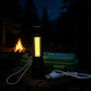 Lampe torche tactique rechargeable Myrva à LED 12W, lumière d'urgence à intensité réglable, pour le camping, la randonnée et les activités de plein air - Product Image 2