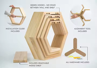 Étagères flottantes hexagonales extra larges-Lot de 4-Étagères octogonales en nid d'abeille Étagères murales suspendues Décor en nid d'abeille
