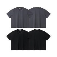 T-shirt à col rond coupe ample, personnalisé, en coton épais 285g, à manches courtes, style streetwear, résistant à l'usure, toucher doux