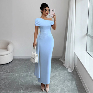 Abito da donna estivo 2026 transfrontaliero euroamericano, <span class=keywords><strong>lungo</strong></span>, elegante, a vita alta, con cintura, senza spalline e senza schienale - Product Image 3