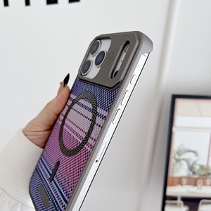 Funda Magnética Ultrafina sin Marco para Teléfono Móvil, con Textura de Cuero y <span class=keywords><strong>Fibra</strong></span> de Carbono, para los Modelos 17, 16 y 15 Pro - Product Image 2
