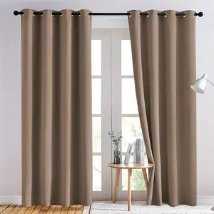 Curtains Manufacturing Hot Sale Grey Polyester Thermal Insulated Grommet Blackout Curtains For Home Bedroom