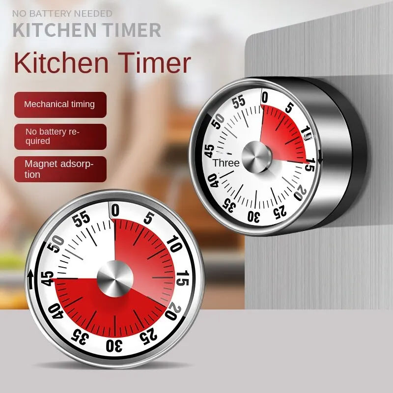 New 60-Minute Mechanical Kitchen Timer Magnet Shape Countdown Alarm Reminder Power Source Batteries Condition New Kitchen Tools