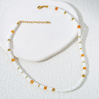 Collier ras de cou tendance en or 18 carats plaqué or, personnalisable, fait main, bijoux de mode, perles de coquillages naturelles, imperméable, pour femmes