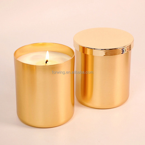 Luxury Custom Gold Aluminum Metal Candle Jar Wishing Home Decor Candle Container with Holder Elegant <strong>Lantern</strong> Style - Product Image 1