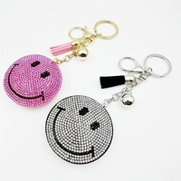 Neuer Koreanischer Samt-Strass-Schlüsselanhänger mit Lächelndem Gesicht, Modischer Quasten-Taschenanhänger, Schmuck-Großhandel für den Außenhandel
