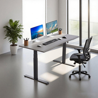 Cadre de bureau assis-debout professionnel à double moteur et 3 niveaux avec système de mémoire avancé et technologie anti-collision