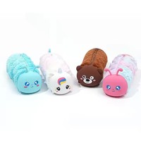 Kotak Pensil Kain Plush Motif Ulat & Unicorn Lucu, Lembut, Pereda Stres, Tempat Penyimpanan Alat Tulis, Tas Makeup