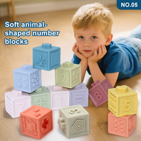 Ensemble de blocs de construction numériques en caoutchouc souple personnalisés de 12 pièces, jeu d'empilage Montessori