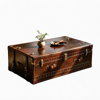 Table basse en bois rétro, table centrale en bois antique, style américain, meuble de rangement pour salon de thé ou bar
