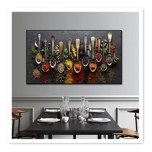 Home Art Decor Grains Spices Spoon Peppers Canvas Painting Kitchen Decoration Posters Prints For Dining room Wall Art Pictures