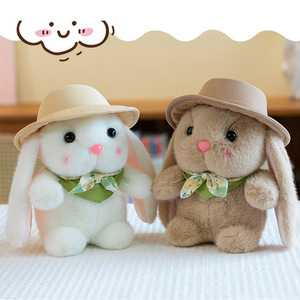 Poupée en peluche <span class=keywords><strong>lapin</strong></span> mignon petit <span class=keywords><strong>lapin</strong></span> blanc avec un chapeau griffe Machine poupée poupée en tissu pour enfants cadeau d'anniversaire - Product Image 2