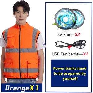Gilet de sécurité réfléchissant haute visibilité pour hommes, à gel rafraîchissant, alimenté par batterie, pour le travail en extérieur, à deux couleurs, de haute qualité, à évaporation - Product Image 4