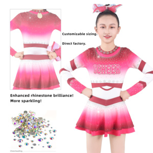Costume de pom-pom girl pour filles, uniforme de cheerleading à manches longues, robe de danse pour enfants, fleurs à la main, chaussettes, ensembles de vêtements de danse de scène - Product Image 5