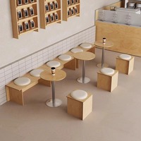 Ensemble table et chaises de salle à manger en bambou carré moderne et simple pour la maison, les salons de thé et les cafés