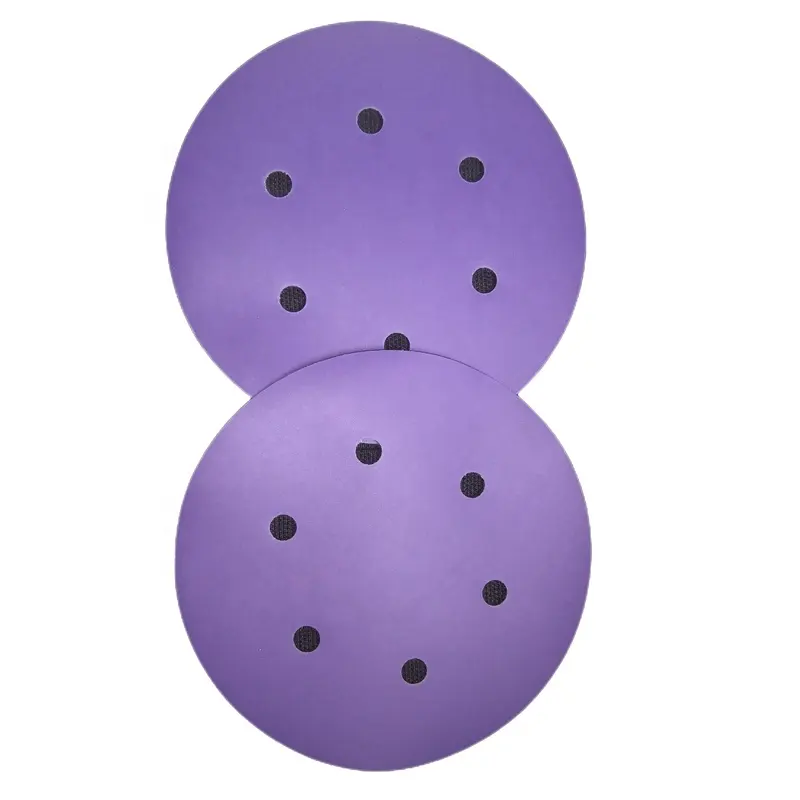 D DMS DIMEISI Q22T personnalisé 180 grain 6 pouces 6 trous personnalisé en usine, disque de ponçage à crochet et boucle violet sec