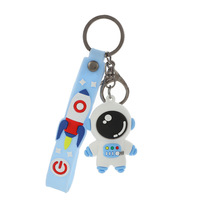 Porte-clés mignon en PVC souple, motif astronaute de dessin animé, petit, étanche, léger, figurine souvenir