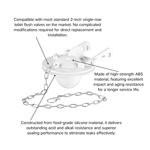 Chasse d'eau moderne en ABS blanc avec anneau en acier inoxydable et chaîne, écologique et facile à installer - Product Image 3
