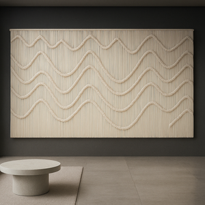 Macram d'intérieurs minimalistes créatifs chauds en lin et fibre pour le coin de bureau fournit une tapisserie comme art d'hôtel avec plat et intimité - Product Image 5