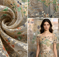 Robe Cheongsam Classique en Tissu Dentelle Velours avec Broderie de Points et de Paillettes à Carreaux pour Textile de Maison