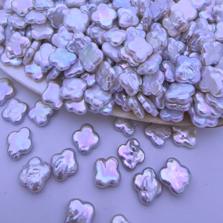 12 * 12mm Clover Baroque Freshwater Pearl White DIY Jewelry Making Earrings Pendant Loose Natural Pearl Wholesale