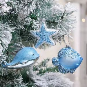 Vente directe d'usine de pendentifs en verre sur le thème des animaux marins pour Noël, décorations pour sapin de Noël, artisanat en verre sur le thème des animaux marins - Product Image 3