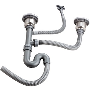 Accesorios de Drenaje <span class=keywords><strong>para</strong></span> Fregadero de Acero Inoxidable y Plástico, Protección Contra Insectos y Olores, Desagüe Doble <span class=keywords><strong>para</strong></span> Cocina - Product Image 5
