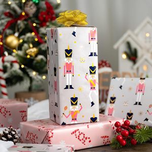 Yarcony Pink Nutcracker Christmas Wrapping <b>Paper</b> <b>Roll</b> 17 Inch X 33 Feet Reversible Pearly Lustre Foil Gift <b>Wrap</b> Easy Tear - Product Image 6