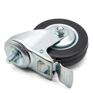 Fournir 2 2.5 3 4 5 6 8 "roues pivotantes en caoutchouc noir noyau en acier de fer roulette en caoutchouc roue robuste - Product Image 5