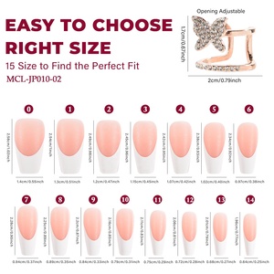 Fácil de usar, varios tamaños de <span class=keywords><strong>manicura</strong></span> redonda corta, cubierta de decoración de uñas postizas, puntas de uñas francesas artificiales para mujeres - Product Image 2