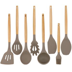 木柄硅胶厨具不粘炊具厨具套装勺子刮刀烹饪刮刀勺子工具用具 - Product Image 6
