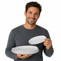 Assiette ovale en mélamine incassable de 9 pouces, couleur blanc pur, assiette en plastique poli pour restaurant, assiettes de service