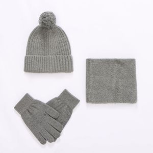 Winter Knitted <b>Hat</b> <b>Gloves</b> Scarf <b>Set</b> Gray 3 Piece Warm Neck Protector Outdoor Adult Wear - Product Image 5