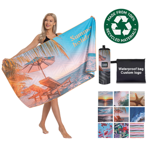 Toalla de Playa de Microfibra Absorbente de Secado Rápido con Estampado Floral para Todas las Estaciones, Sublimación, Reciclada, Libre de Arena, Venta al Por Mayor - Product Image 1