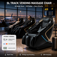Fauteuil de massage en libre-service avec paiement par QR code, carte ou monnaie, rouleaux 3D, rail SL, scan corporel IA, zéro gravité et chaleur