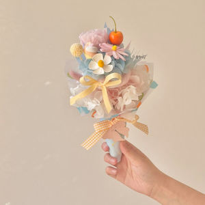 Bouquet de crème glacée spécialisé, <span class=keywords><strong>hortensia</strong></span> de velours préservé en permanence, cadeau d'anniversaire, adapté à une utilisation intérieure/extérieure - Product Image 2