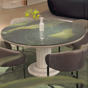 Thiết kế phổ biến sang trọng bằng đá cẩm thạch & thép không gỉ hiện đại phòng ăn Bàn Ghế bộ cao cấp Vòng bàn ăn cho khách sạn sử dụng - Product Image 2