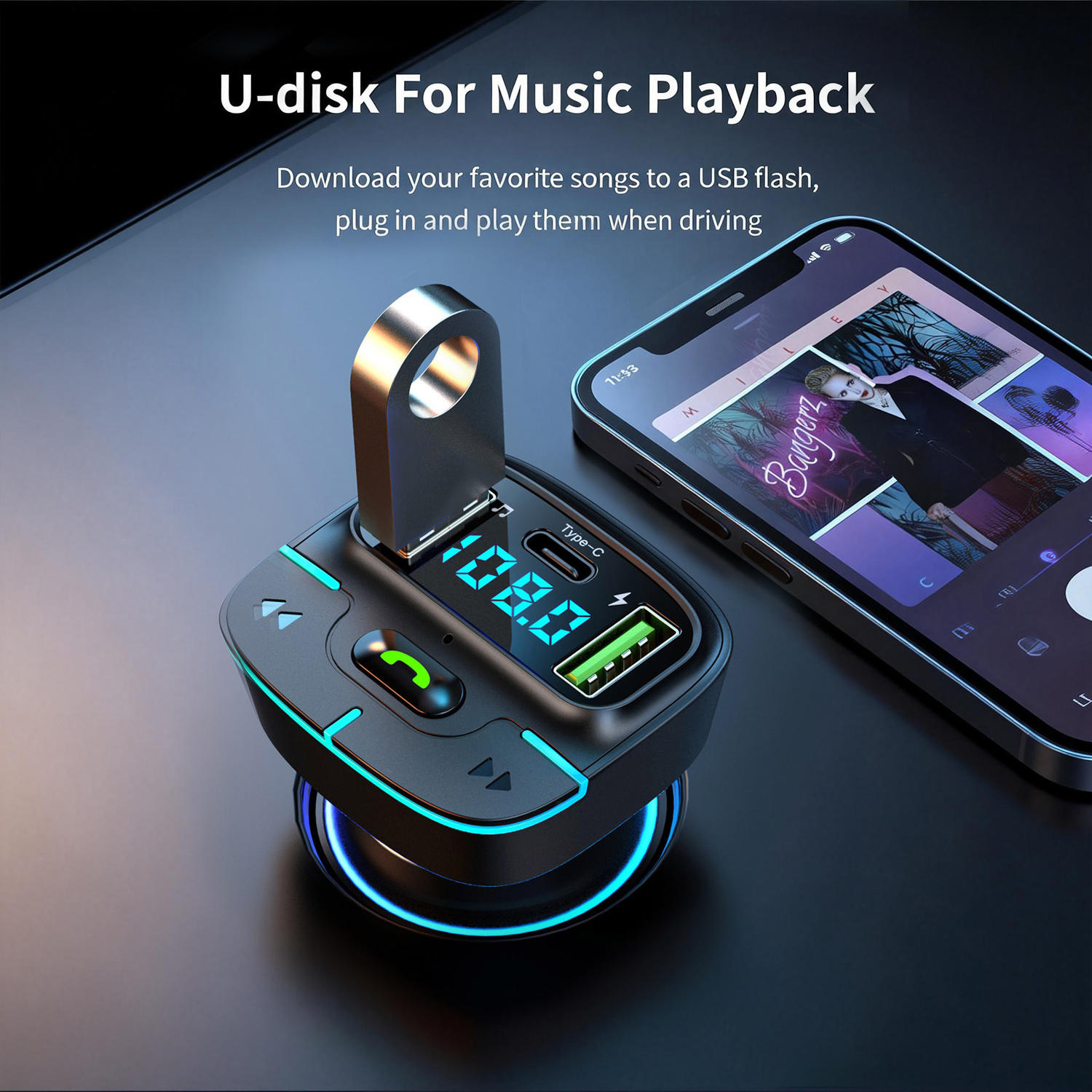 car cigarette lighter adapter for music Dual USB Car Charger Socket Bluetooth 5.0 FM Music Player compatible MP3 player 1 x audio cable 1 x instructions 1 x packing box Note Cigarette Lighters & Wireless Music