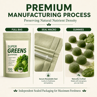 SYC BIO Super Greens Gummies Naturels Mélange de Légumes Verts Quotidien Favorise la Digestion Formule de Soutien au Bien-être 120 Comprimés Sac de 600g Usine